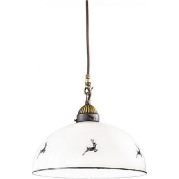 Lámpara colgante Nonna de cúpula de vidrio en latón antiguo esmerilado, 1 bombilla E27, 26 cm