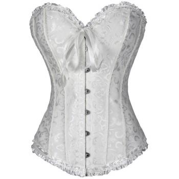 everbellus corsé sobre pecho de encaje satinado, escote corazón blanco blanco Medium