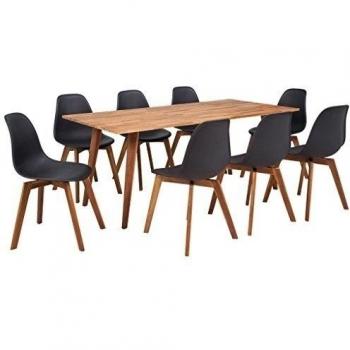 vidaXL Conjunto de comedor madera acacia 9 piezas negro