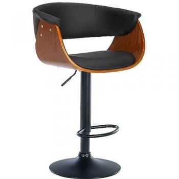 Taburete de Bar Vestal Rotatorio y Altura Ajustable con Asiento de Madera y Cubierta Personalizable en Color Nogal/Negro
