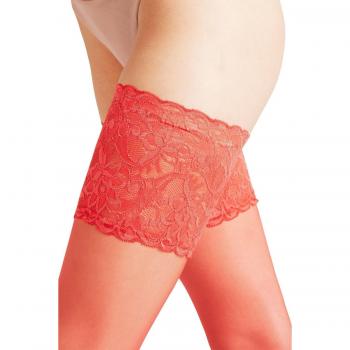 Falke Siedenglatt 15 Denier Red Lace Top Hold Ups for Women Size M