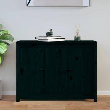 Aparador de madera maciza de pino 100x35x74 cm, Mueble de Almacenaje de Salón, Buffet para salón Moderno, Armario Auxiliar, Armario de Almacenamiento en color natural y negro