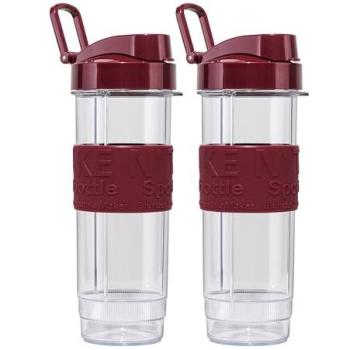 Set de 2 Botellas Shaker Antigoteo de 570 ml con Tapa y Asa, Sin BPA, Ideal para Batidos y Smoothies, Compatible con Batidora Shake & Go
