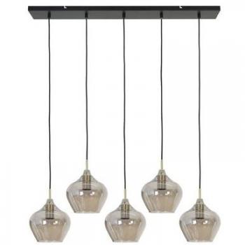 Lámpara colgante Rakel bronce 5 luces - 104 x 20 x 120 cm - metal y vidrio