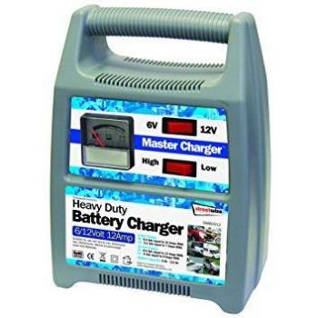 cargador de batería Streetwize SWBCG12, de 6/12 V y 12 amp. Viene en una funda de plástico