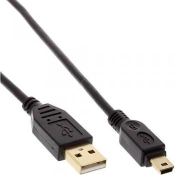 Cable USB 2.0 InLine® Mini, USB A a Mini-USB B, 1.5 m, negro, contactos dorados