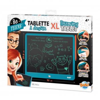 Tablet de Dibujo XL Buki France - Lápiz Óptico - Borra con Botón - Color negro, tamaño XL, incluye lápiz óptico y función de borrado con botón