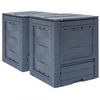 vidaXL Garden Composters 2 pcs Grey 60x60x73cm 520 L