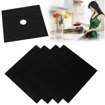 4pcs/lot reutilizable antiadherente de aluminio lámina de encimera a gas Protección Pad universal Quemador hornillo, Cover Pantalla limpia hoja alfombrilla de maletero seguro cocina suministros 27 cmx27 cm