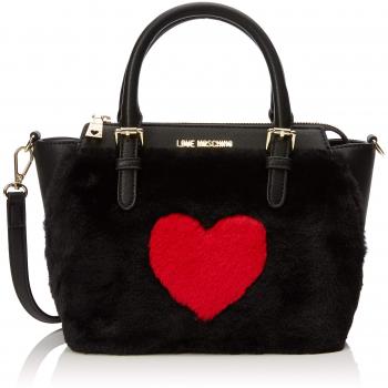 Love Moschino - Borsa Pin Grain Pu+poliestere, Bolsos maletín Mujer, Negro