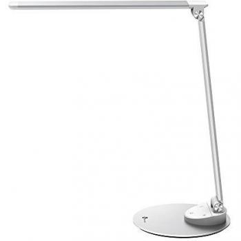 Lámparas LED Escritorio USB TaoTronics Puerto USB de 1A, Ultrafina de Metal, NO se vuelve, control TÁCTIL, SIN reflejos, Ajustable Blanco Fío/ Cálido/ Natural, 5 niveles de brillo, función de Memoria, para Oficina/ Estudio, Plateado