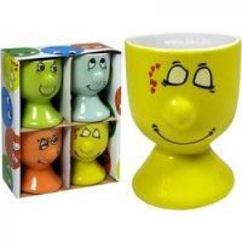 KI Funny Face - Set de 4 hueveras de Porcelana