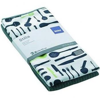 Kela 11645 Stilla de paños de cocina de 2 piezas, microfibra de poliéster, 60 x 40 cm, colour gris