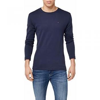 Tommy Jeans Slim Fit Longsleeve Ribbed Tee in Dark Blue - L
