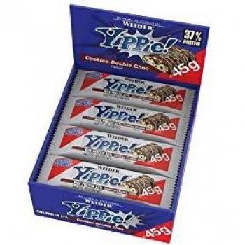 Weider Yippie Bar. Barrita de Proteína 36%. Bajo contenido en Carbohidratos y Azúcares. Sabor Galleta-Doble Chocolate