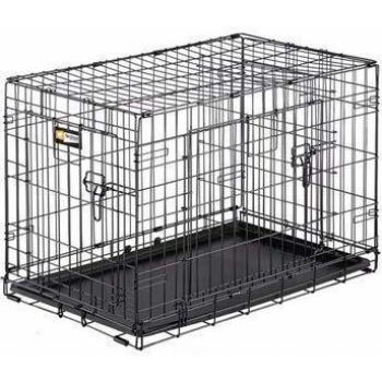 Jaula Plegable para Perros Ferplast Dog-Inn 75 - 77,4x48,5x54,6 cm - Color Gris con Puerta Doble y Separador Incluido