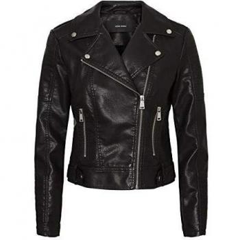 Vero Moda VMKERRIULTRA Women's Black Biker Jacket in Faux Leather