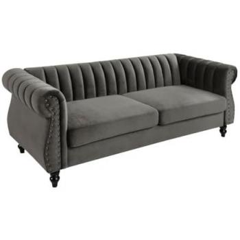 Sofá Chesterfield de 3 plazas de terciopelo TRUMBO - Antracita