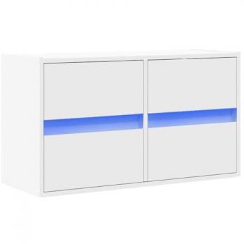 Mueble de TV de pared con luces LED blanco 80x31x45 cm, Mueble de TV suspendido, Mueble de TV montado en la Pared, Soporte de TV Flotante