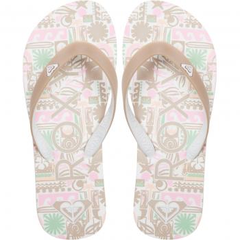 Chanclas de niños Roxy Tahiti rosa beige verde infantil - 33