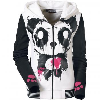 Killer Panda Capucha Panda Mujer Capucha con Cremallera Blanco-Negro M