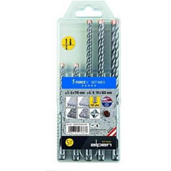 Juego de brocas para martillo perforador SDS-plus FORCE X (5 piezas, 4 cortes, diámetros 5,0-10,0 mm) ALPEN