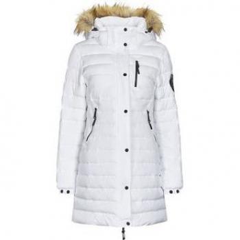 Chaqueta Puffer Fuji Mid Length de Superdry para mujer, color blanco, modelo de longitud media