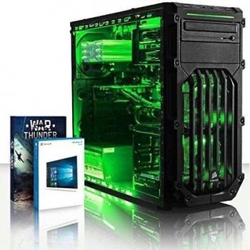 VIBOX Centre 4LW Gaming PC - 4,0GHz CPU 4-Core AMD, GPU GTX 1050, Avanzado, Ordenador de sobremesa para oficina Gaming paquete con juegos 2, con unidad central, Windows 10, Iluminaciàn interna verde