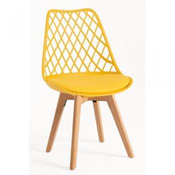 Pack 6 Sillas Mima Amarillo - Sillas de Comedor, diseño moderno, tapizado en tela amarilla, estructura resistente, comodidad ergonómica