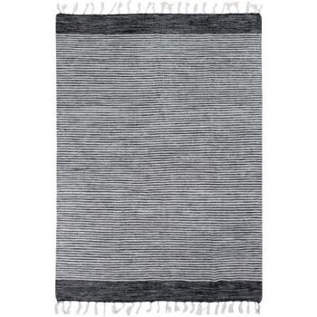 TERRA COTTON BANDES - Alfombra 100% algodón bandas negro, gris y blanco 190 x 290 cm