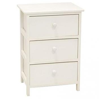 Cómoda de Madera de Paulownia Blanca con 3 Cajones - 40x29x58 cm