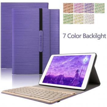 Dingrich Samsung Galaxy Tab 10,1 caja para teclado, Premium Slim Galaxy Tab A de 10,1 pulgadas, Carcasa de Piel Sintética, Funda con función atril de despertador automático, caja protectora de teclado inalámbrico Bluetooth de aluminio con iluminación