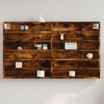 Gabinete de vitrina de madera multicapa roble ahumado 100x8,5x58 cm