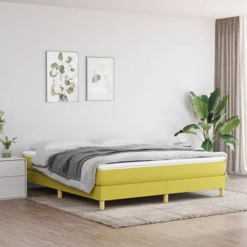 Estructura de Cama Box Spring Tapizada en Tela Verde 160x200 cm