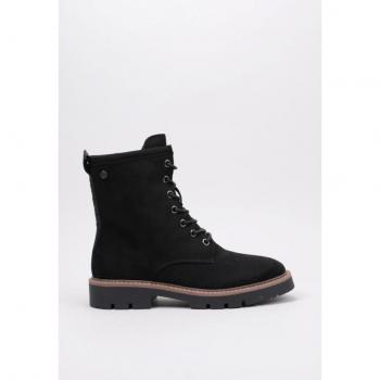 XTI Botines para Mujer 142092 - Color Negro, con Cordones y Cremallera, Suela Plana, Estilo Casual y Militar, Máximo Ajuste, Cómodos y de Alta Calidad, Versátiles