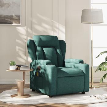 Sillón de masaje reclinable de tela verde oscuro Vidaxl Verde