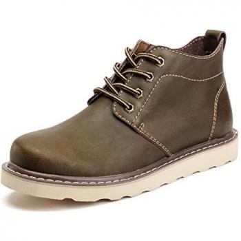 Rismart Hombres Otoño-Invierno Comodidad Encaje Impermeable Tobillo Martin Botas Talla Grande Caqui SN16602 EU43