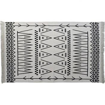 Alfombra Ikat Boho de DKD Home Decor en Negro y Blanco de Poliéster y Algodón
