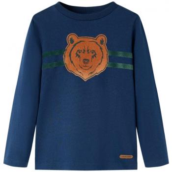 vidaXL Camiseta infantil de manga larga estampado de oso azul marino 104