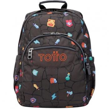 Mochila Escolar Totto Estampado Videojuego Gommas Negro