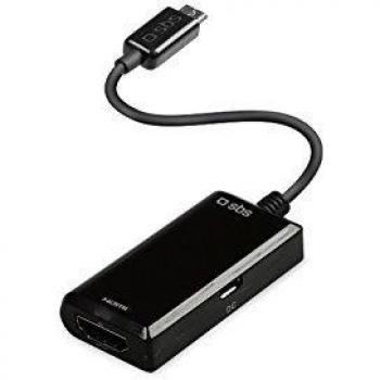 SBS Cable HML a HDMI para conectar tabletas y smartphones, función MHL al televisor mediante toma HDMI, negro
