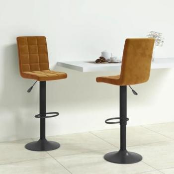 Taburetes de cocina 2 unidades terciopelo marrón ajustables modernos para casa bistró pub restaurante mostrador asiento reposapiés silla alta bar vidaXL