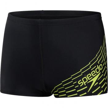 Speedo - Bañador de natación Medley Logo para niños, color negro, talla 13-14