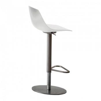 lapalma Miunn - Taburete de bar acero inox. redondo blanco lacado/Baydur/armazón en acero inoxidable chorro de arena/altura regulable de 75 a 100cm
