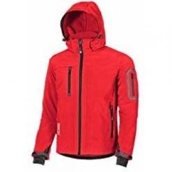 Chaqueta Soft Shell U-Power Metropolis Roja Magma 4XL, Impermeable y Cortaviento con Capucha