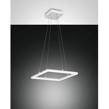 Lámpara colgante LED Bard 39W, 42x42cm, color blanco, modelo Fabas Luce