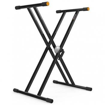 Audibax Onyx 130 Plus Black - Soporte de Teclado de Tijera Doble - Soporte para Teclado Musical Electrónico - Sistema de Ajuste con Rótula Easy Lock - Carga Máxima de 65 kg