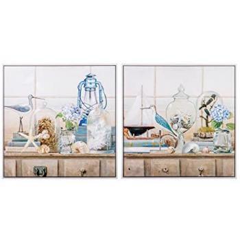 Set de 2 Cuadros Bodegón Pintados a Mano Multicolor de Alta Calidad 63x3x63 cm