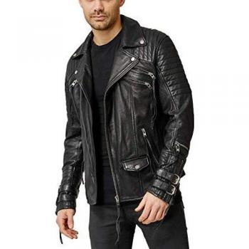 Chaqueta de Cuero Negra Jackson con Acolchados - True Prodigy