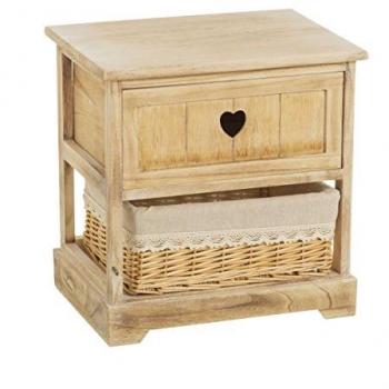 Cajonera romántica beige de madera con 2 cajones de 41x40x29 cm